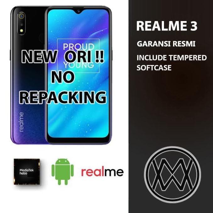 TERMURAH HP REALME / REALMI 3 3/64 ( RAM 3GB ROM 64GB NEW BY OPPO RESMI - Biru READY STOCK