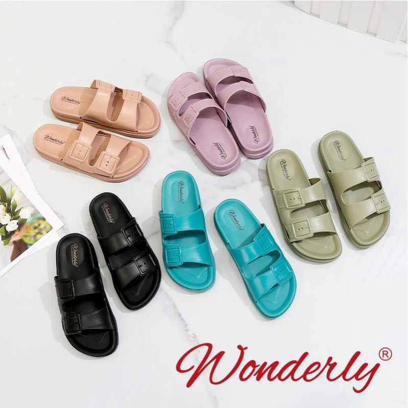 2062-WL2 [WONDERLY] Sendal Jelly Sandal Wanita Rumahan Sandal Selop Sandal Flatbed Sandal Tali 2 Sandal 2 Baris Sandal Birken