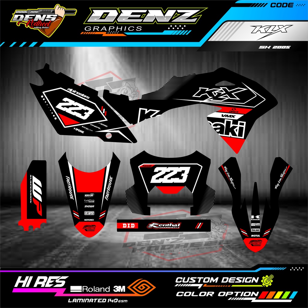 decal sticker klx bf 150l dtracker klx s full body motor merah hitam