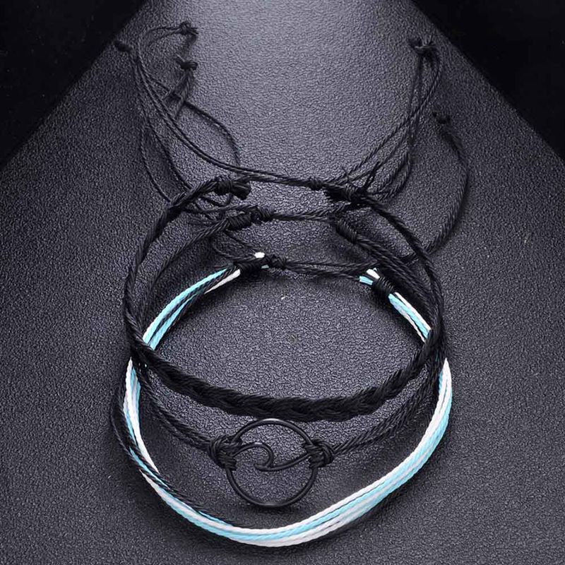 Fancyqube 3pcs / Set Gelang Tali Tenun Multilayer Handmade Gaya Bohemian Untuk Wanita