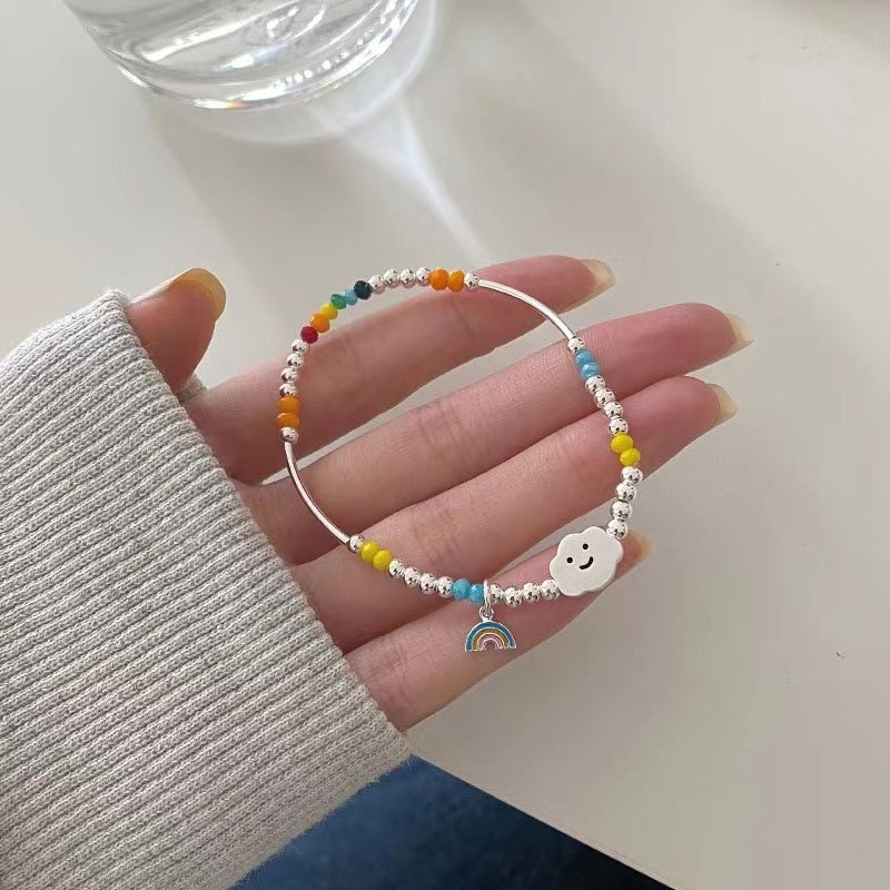 Gelang Tangan Silver Aksen Manikmanik Bulat Motif Awanberuang Untuk Wanita