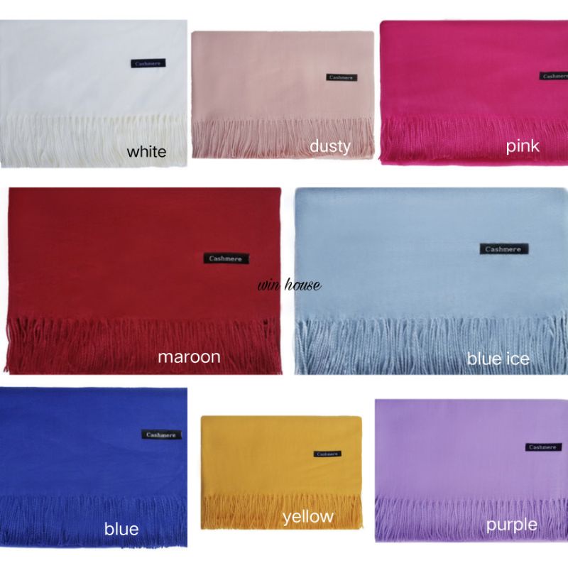 PASHMINA CASHMERE PREMIUM WINTER SUMMER  | PLAIN POLOS IMPORT SELENDANG HANGAT SYAL SCARF SCARVES DINGIN-2