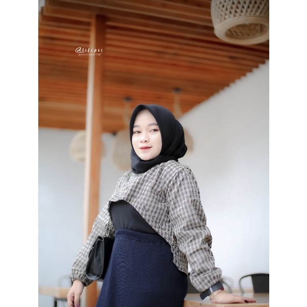 CROP TOP BECHARA KOREAN STYLE | OUTER CROP | CROP TOP TARTAN PREMIUM