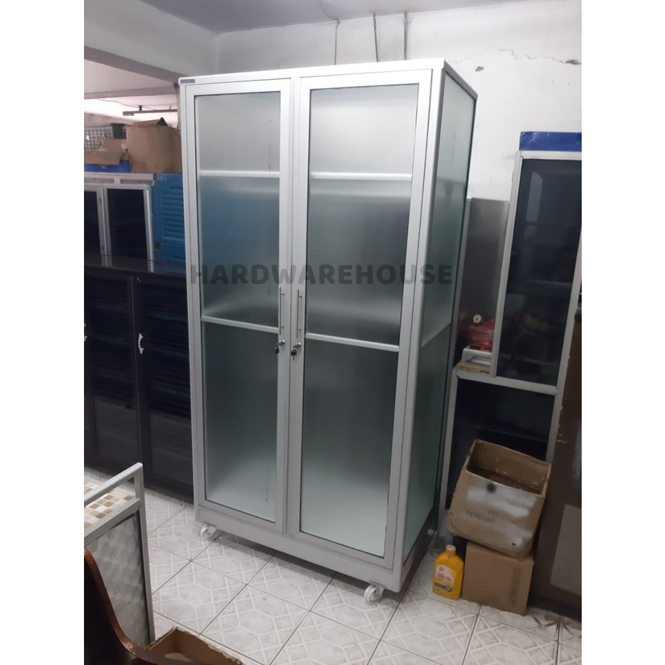 Lemari Pakaian Gantung Kaca Aluminium 2 Pintu Besar