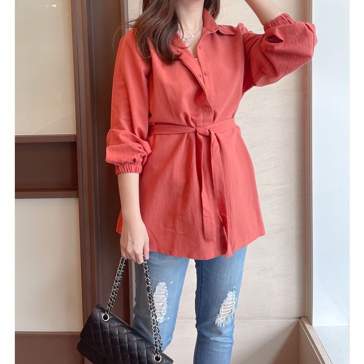 BEFAST - ZEC OOTD Kemeja ALDIS / Soedy Aloha Linen Shirt / Kemeja Ikat / Atasan Lengan panjang / Kemeja Polos Formal / Fashion Wanita Casual / Kemeja Kekinian Wanita Modis / Terlaris / OOTD Ala Korean Style Wanita