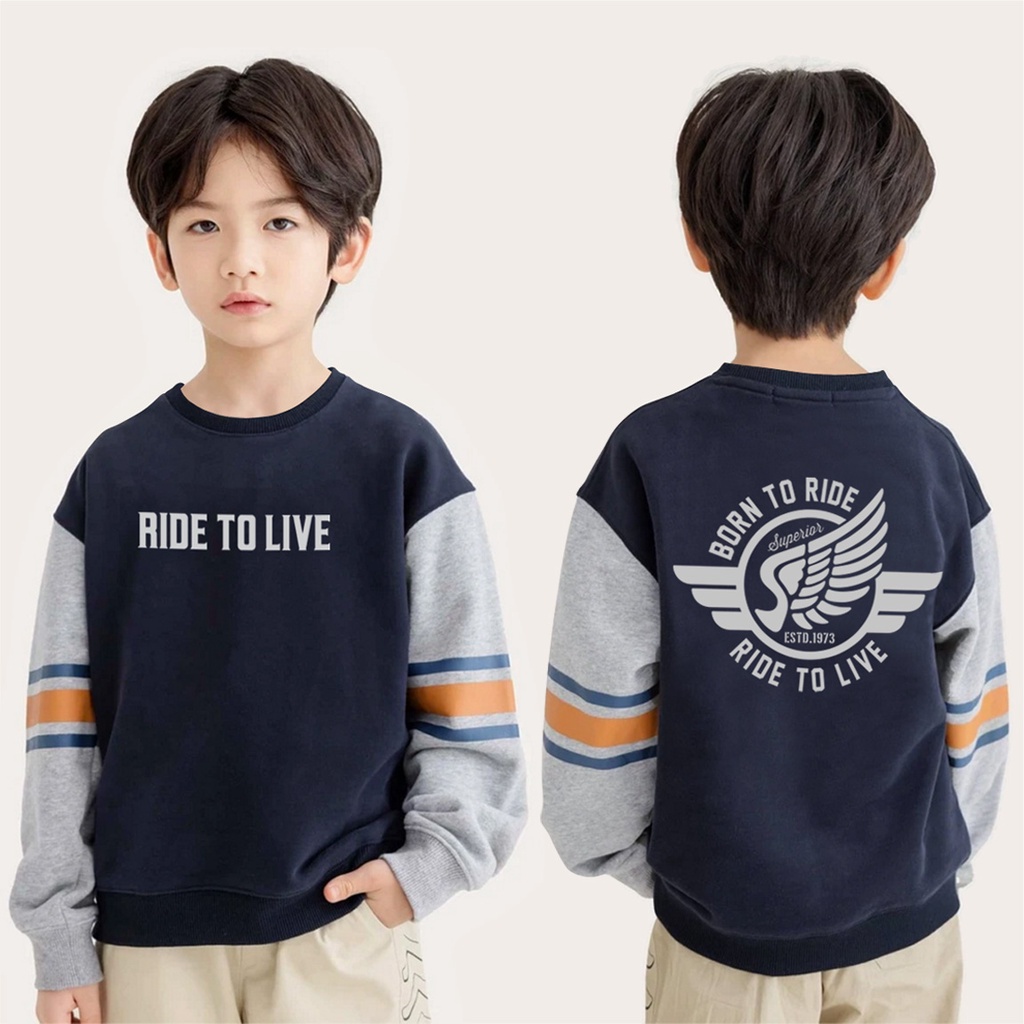 Baju Sweater Anak Lengan Panjang Bahan Babyterry Usia 1 tahun Sampai 12 Tahun Model Kekinian