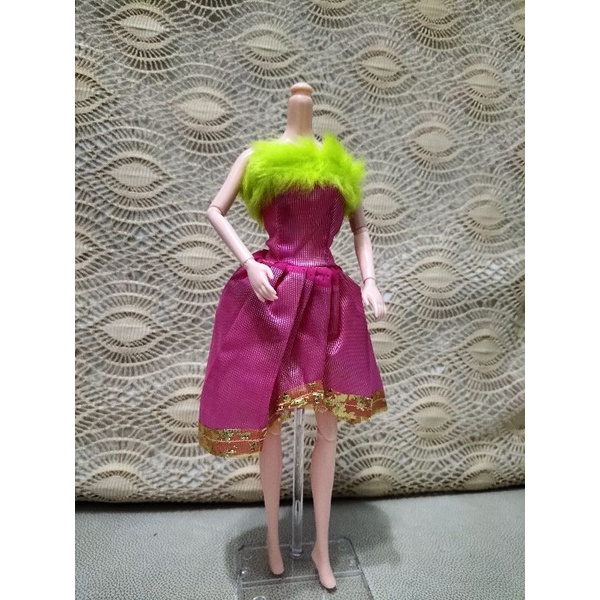 baju Barbie - seri pink bulu hijau 3/4