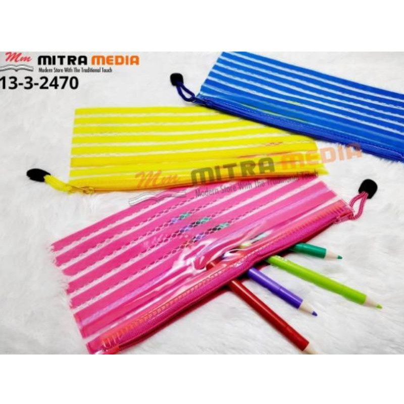 

MAP JALA / MAP ZIPPER / TEMPAT ALAT TULIS MOTIF GARIS TRANSPARAN