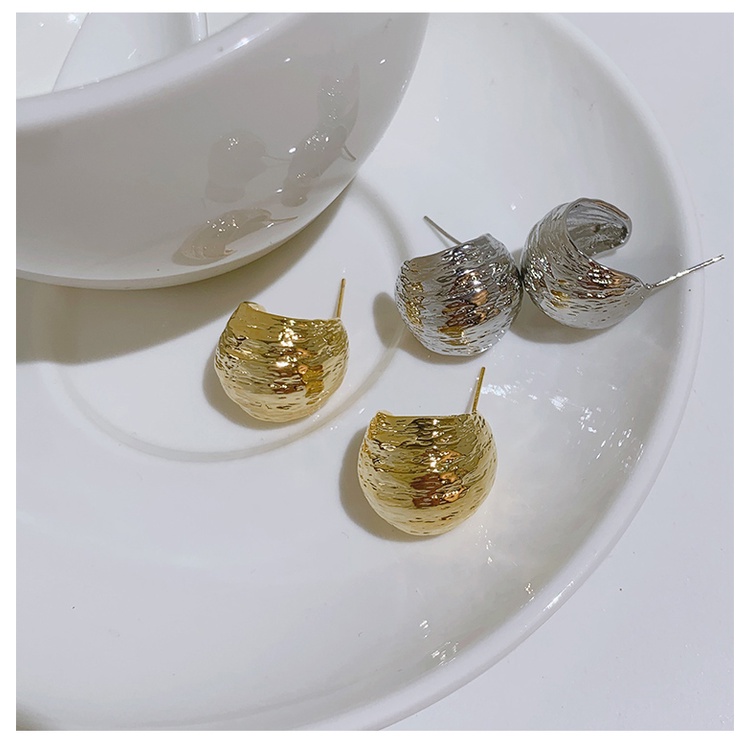 Anting Tusuk Bentuk Bulat Warna Silver / Gold Untuk Wanita