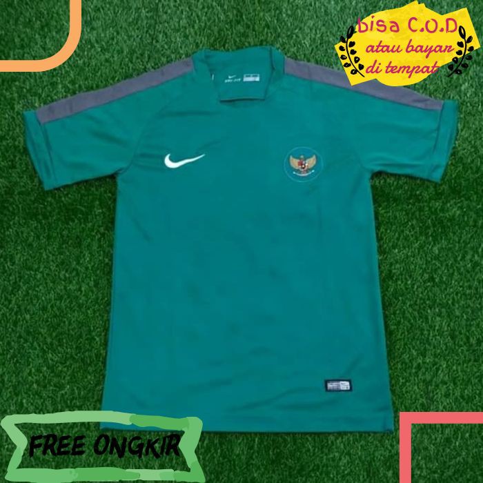 [COD]531 JERSEY BOLA BAJU KAOS OBLONG PRIA TIMNAS INDONESIA TRAINING PREMATCH HIJAU GRADE ORI
