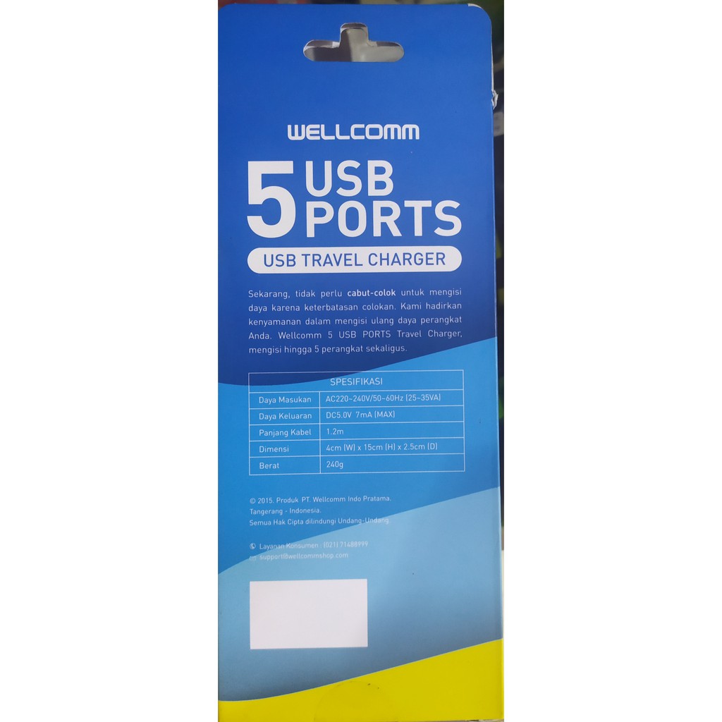 Travel Charger 5 USB Port Wellcomm