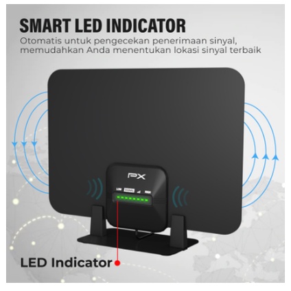 Antena TV Digital Indoor Dinding DVB-T2 + Booster LED PX UDA-7000A