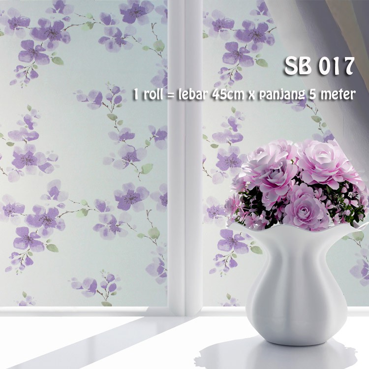 WALLSTIKER SB 017 STICKER KACA 5 METER X 45CM WALLSTICKER WALL STIKER SETIKER STICKER STIKER KACA SUNBLAST KACA JENDELA WINDOW WINDDOW MOTIF BUNGA SAKURA UNGU DEKORASI KACA PINTU MEJA MURAH BAGUS MEWAH KEREN BANYAK