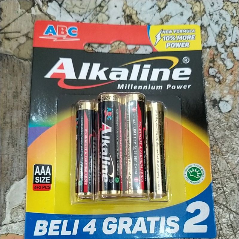 Alkaline baterai AAA kemasan bonus,per pack(4pcs+2).