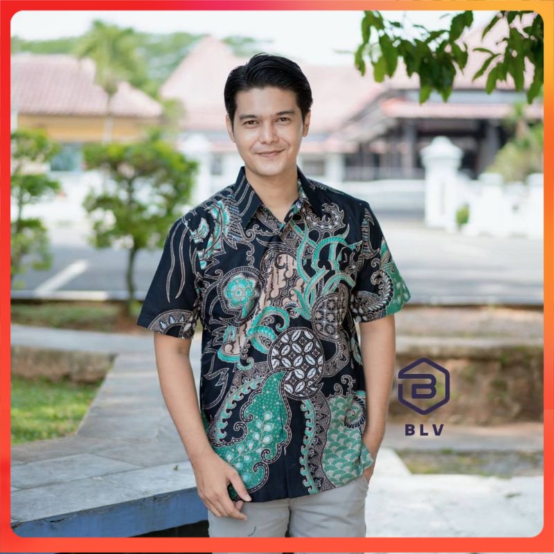 [BATIK PRIA] Batik Pria Lengan Pendek  BATIK MURAH HRB026 motif TERBARU 2021 Kode 002 size M L XL XXL BIG SIZE 3L 4L 5L 6L Reguler Fit