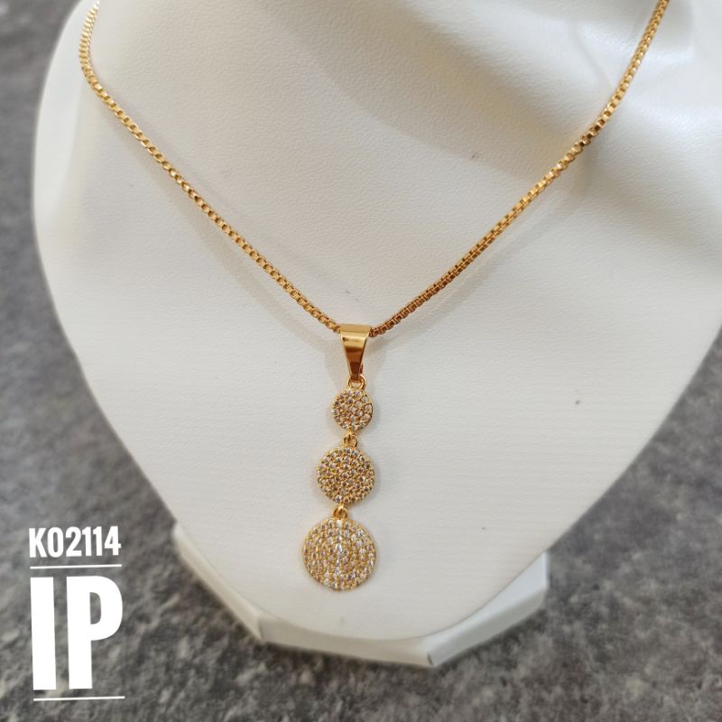 Kalung Fashion Rhodium Plat Zircon 3 Tingkat K02114