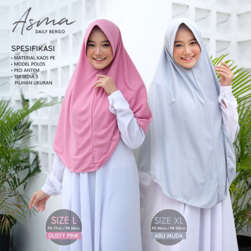 Bergo asma pet antem size XL ORI ElRahma pet antem bahan kaos adem, halus ,lembut.