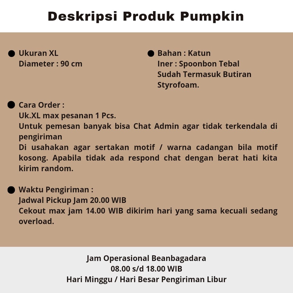 Beanbag Pumpkin Termurah Komplit Tinggal Duduk Santai