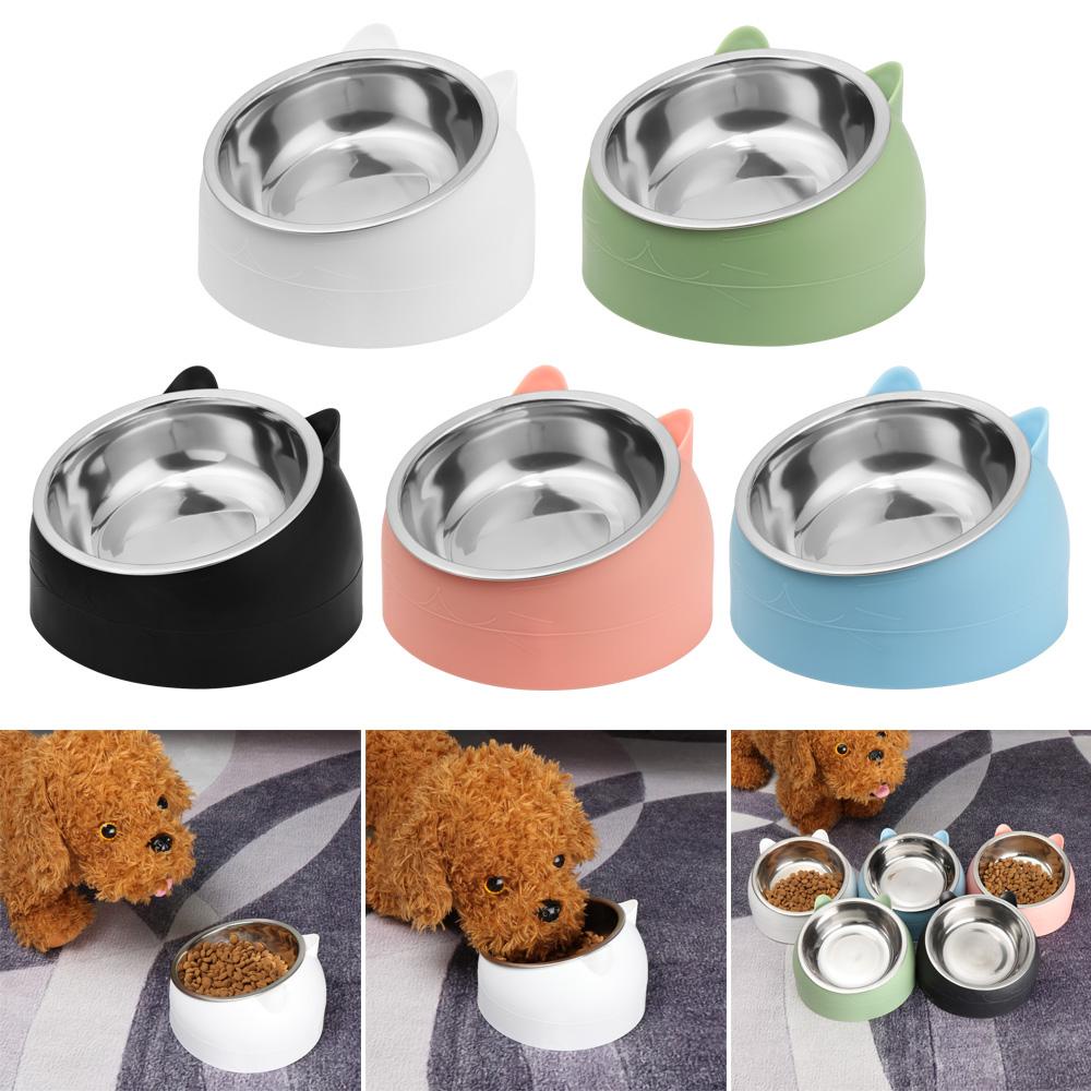 Solighter Mangkuk Makan Tahan Lama Puppy Feeder Piring Makanan Air Stainless Steel