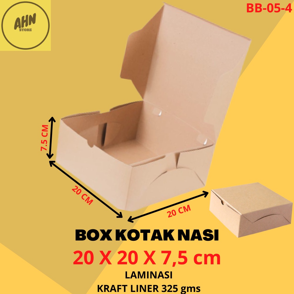 KARDUS BOX NASI CATERING / KOTAK BOX DUS MAKANAN NASI KUE SNACK UKURAN 20x20x7,5 CM LAMINASI