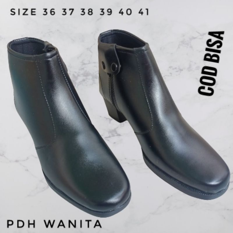 sepatu wanita/ sepatu PDH cewek/ sepatu PDH sleting/ sepatu dinas/ sepatu security cewek/ sepatu satpam wanita