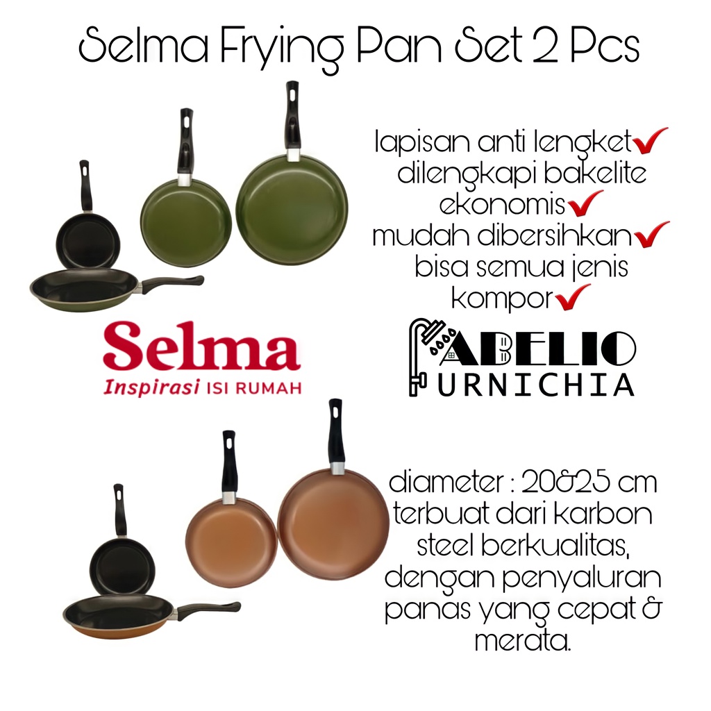 SELMA ELENA FRY PAN SET OF 2 COPPER / SET 2 PCS TEFLON ANTI LENGKET / FRYING PAN / WAJAN ANTI LENGKET / FRYPAN ANTI LENGKET