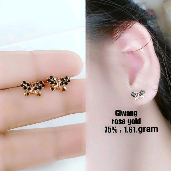 anting emas rose gold kadar 75 persen 1.61 gram