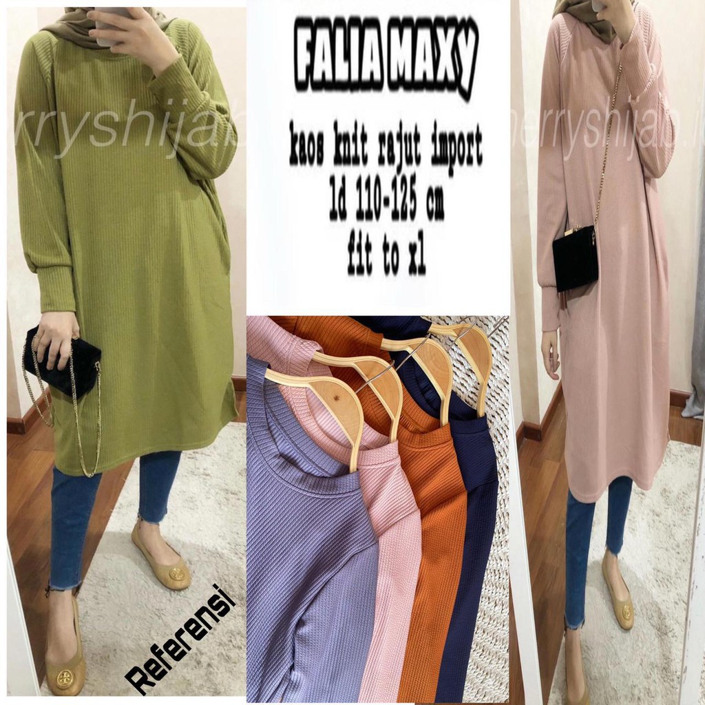 atasan polos terbaru/ Tunik kaos knit import/tunik wanita import /Tunik import termurah