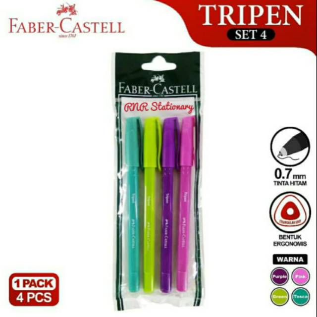 

Faber-castell Ballpoint Pulpen Pen Tripen Set 4 in Pouch