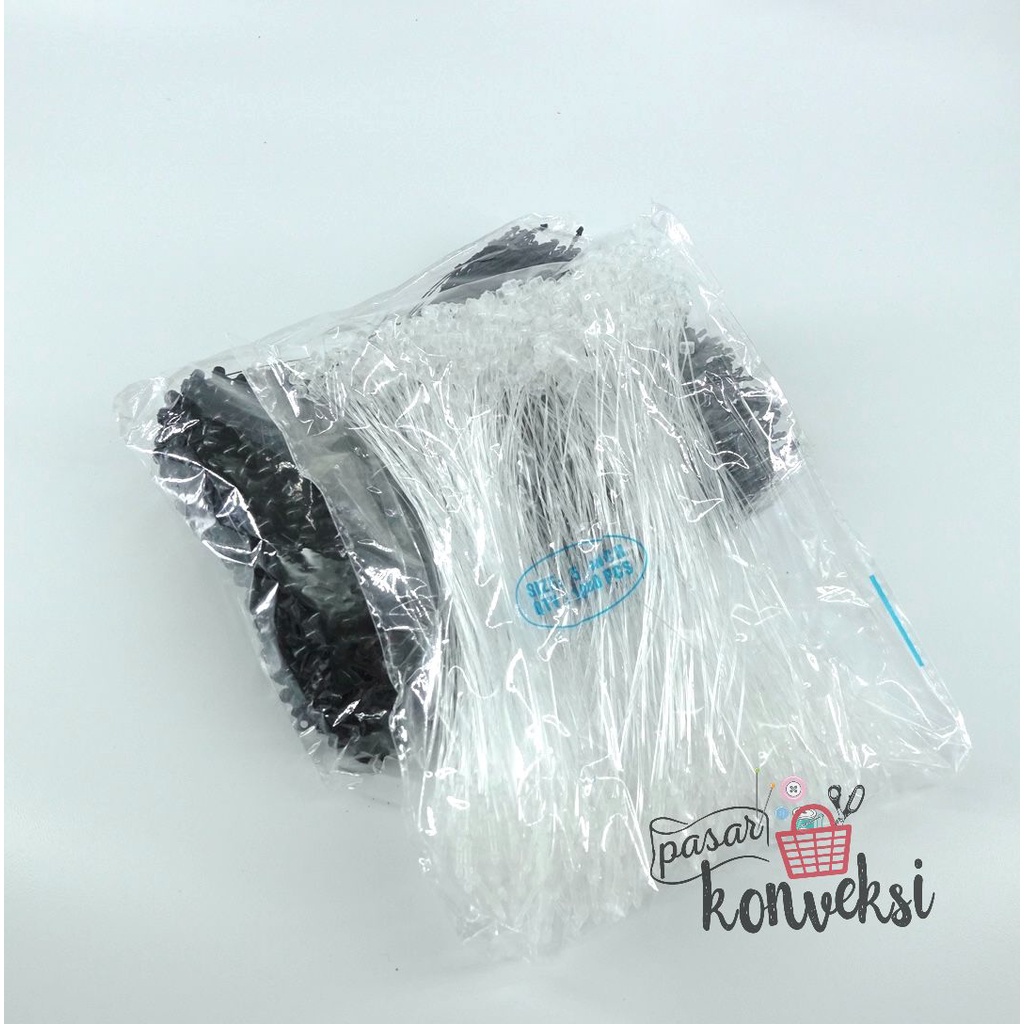 Tali Hang Tag Plastik/ Lookpin Hitam/ Putih 5 inch (+/- 1000 pcs)