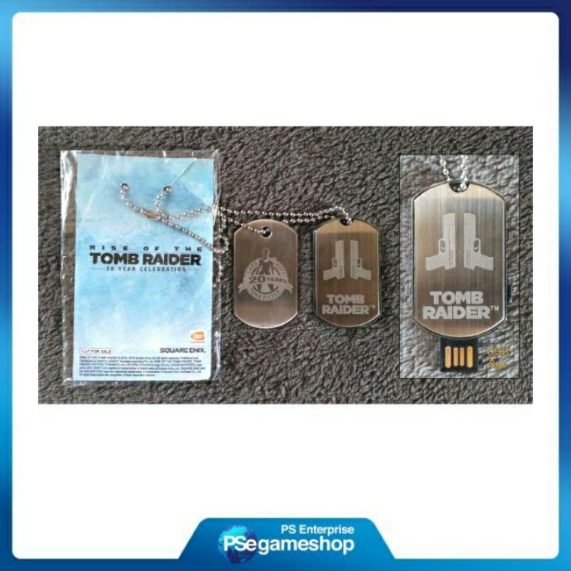 Tomb Raider Logo Gun Desain Liontin Kalung The 20th Anniversary Rantai Manik ( OFFICIAL )