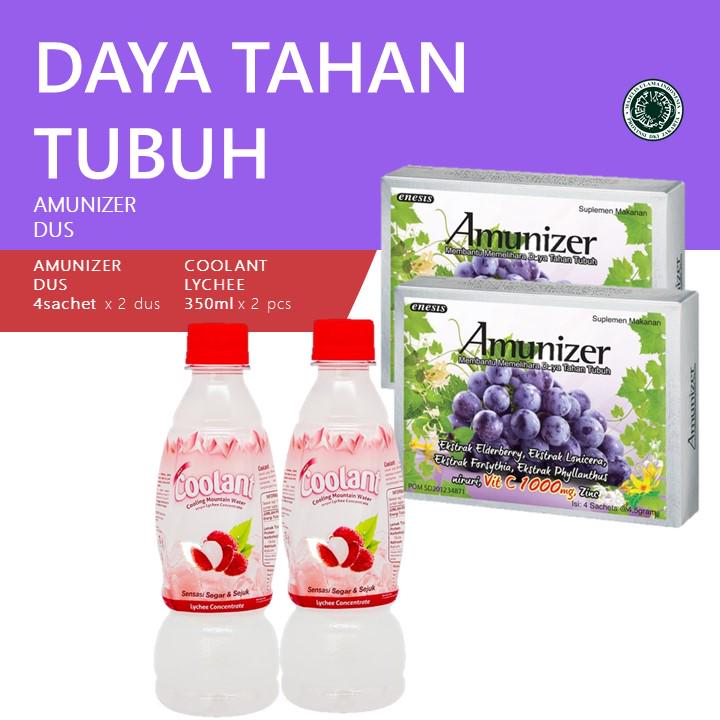 Amunizer Suplemen Dus 2 pcs + Coolant Minuman Lychee 2 x 350 ml