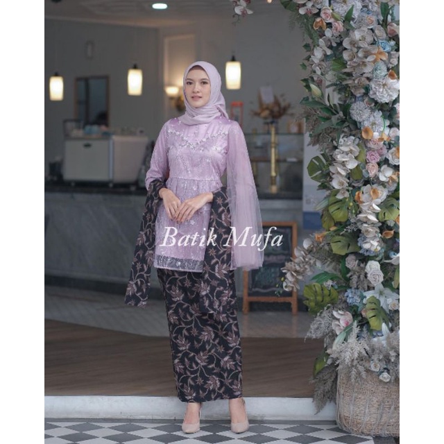 Kebaya couple MEYCA Lilac KEBAYA MODERN BATIK COUPLE Kebaya wisuda kebaya tunangan terbaru