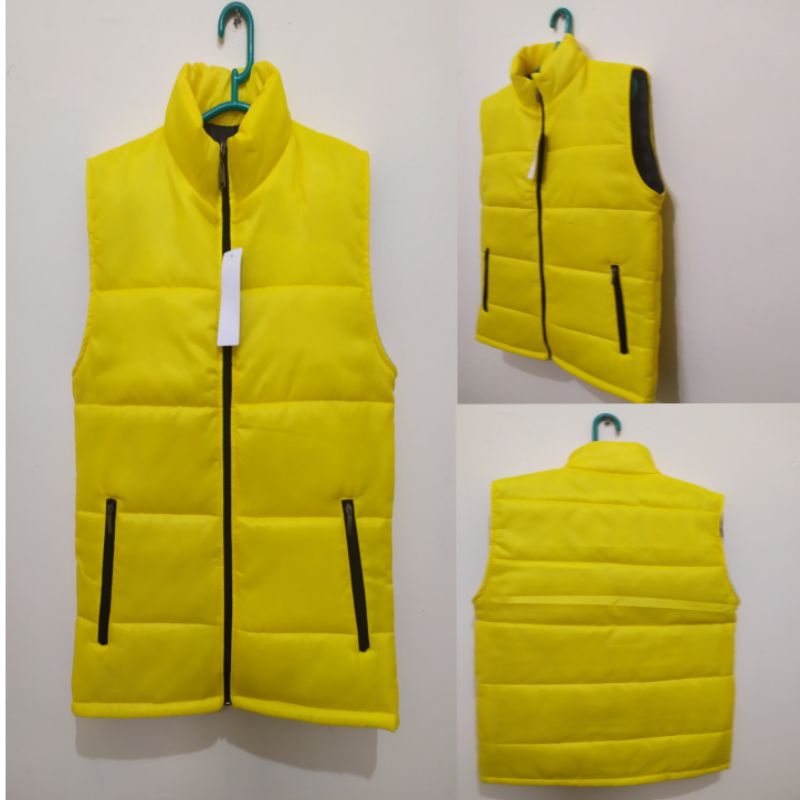 jaket rompi parasut pria motor body protector kerah yellow