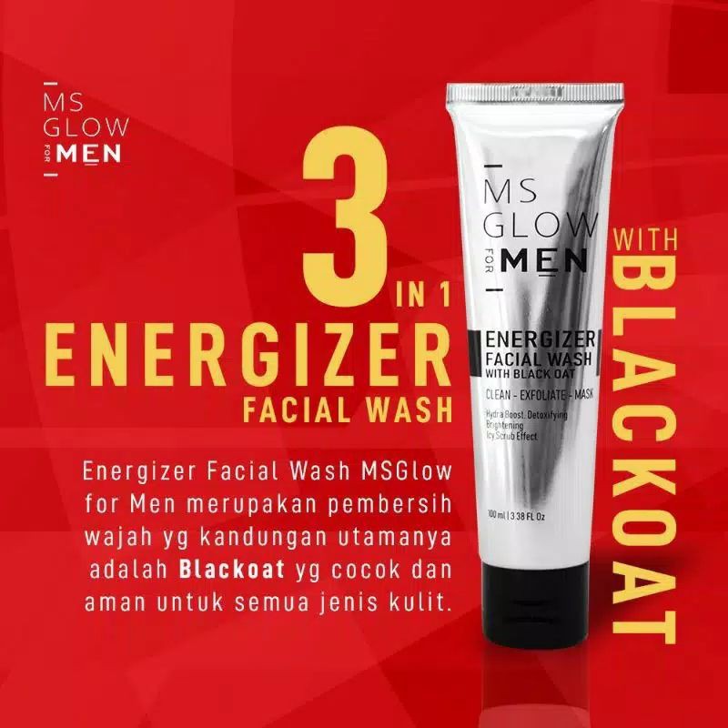 Facial Wash MS Glowmen Original SABUN Wajah Pria Ms Glow for Men Energizer Facial wash