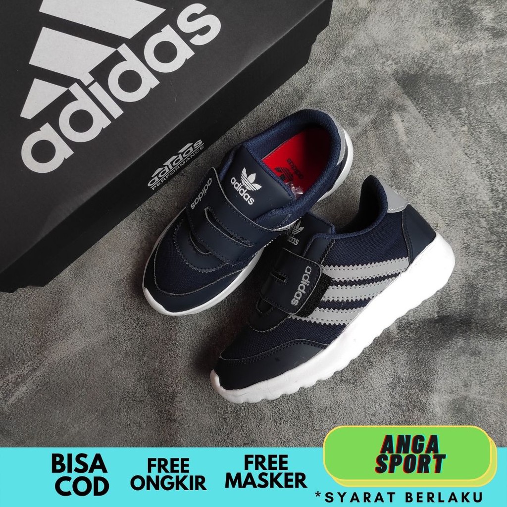 SEPATU ANAK LAKI LAKI ADIDAS CLOUDFOAM NAVY ABU MADE IN VIETNAM / SEPATU SEKOLAH KIDS KEKINIAN KEREN SEPATU KETS CEWEK COWOK LUCU TERMURAH