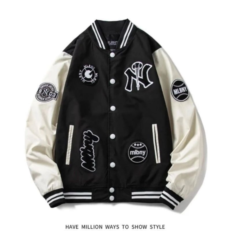 MLB NY || NEW VARSITY || MLB NY JAKET BISBOL BORDIR || BASEBALL JAKET UNISEX