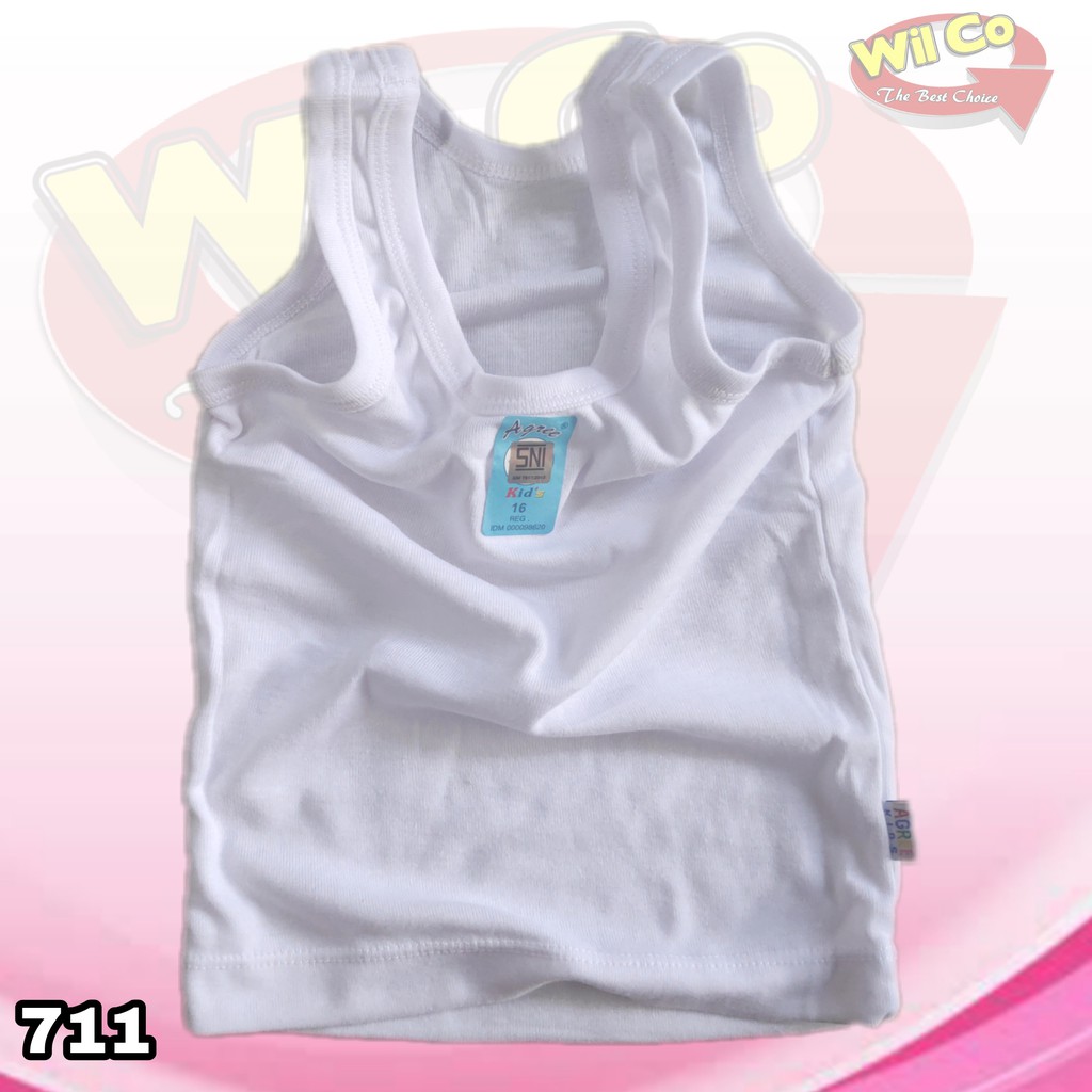 K711 - (hrg satuan) KAOS SINGLET ANAK AGREE  WARNA PUTIH POLOS UNTUK USIA 6 BLN - 15 TH