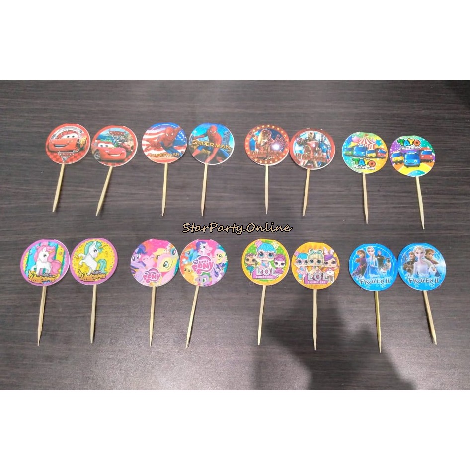 Topper Kue Kertas Karakter Per 10pcs /Cake Topper /Topper Kue Karakter