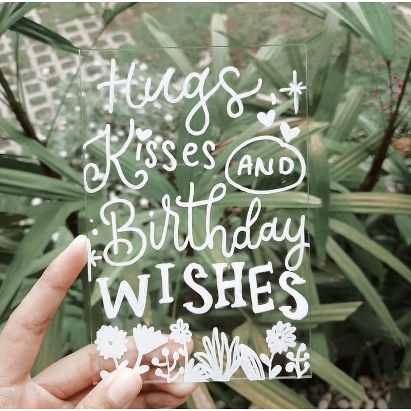 Clear Greeting Card Kartu Ucapan Akrilik Transparan Aesthetic Lettering Handmade