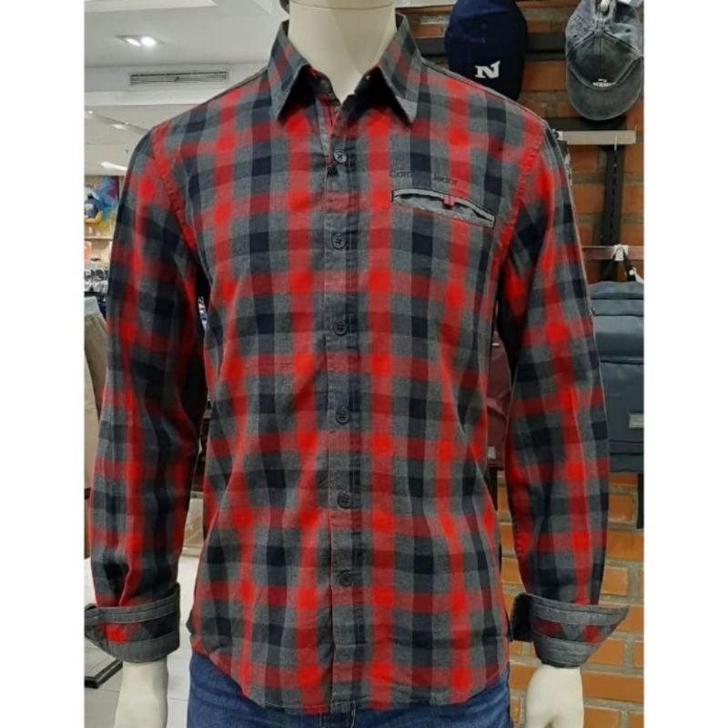 Cardinal jeans original mens EKI5K93J 11 Kemeja panjang pria katun berkantong merah