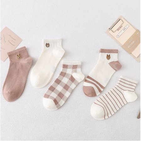 RSB KK226 Kaos Kaki Bear Brown Fashion Pendek Semata Kaki Socks Korean Style