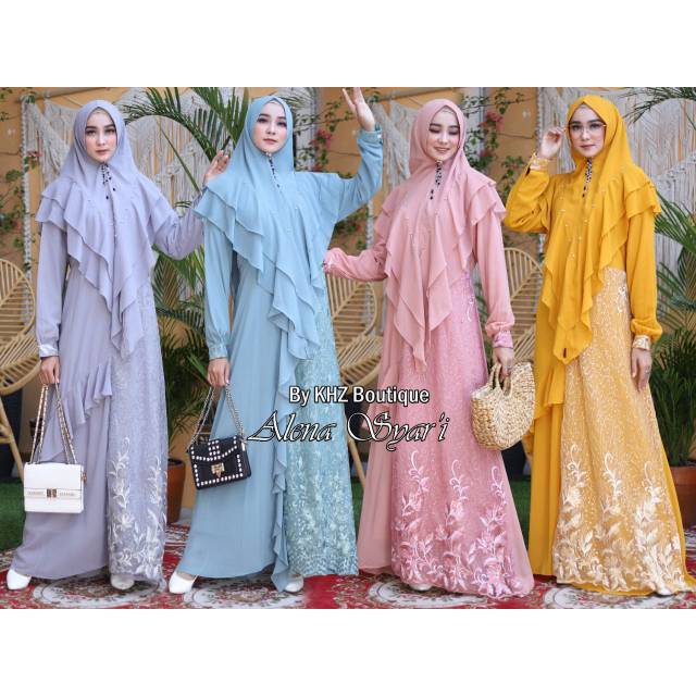 Alena Syari by KHZ - Set Gamis Ceruti Tile