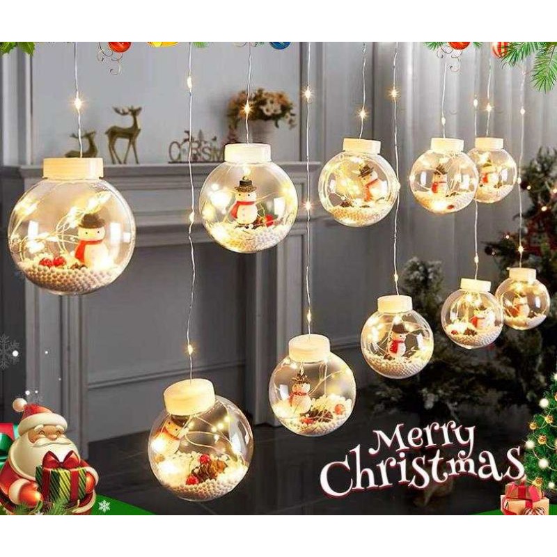 3M 10LED Wishing Ball Cooper Curtain Light / Warm White Christmas Lights