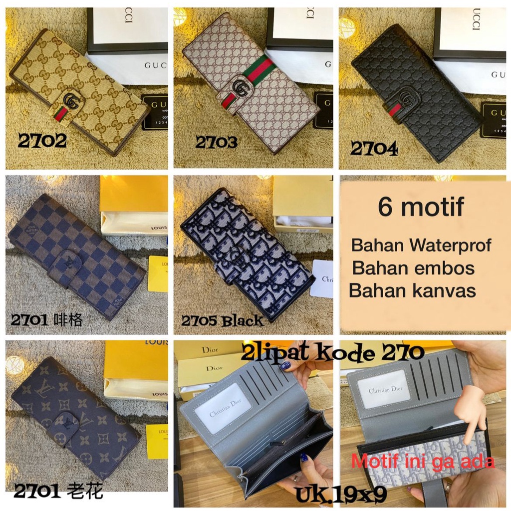 dompet panjang wanita /clutch 270 uk 19x9 cm free box import