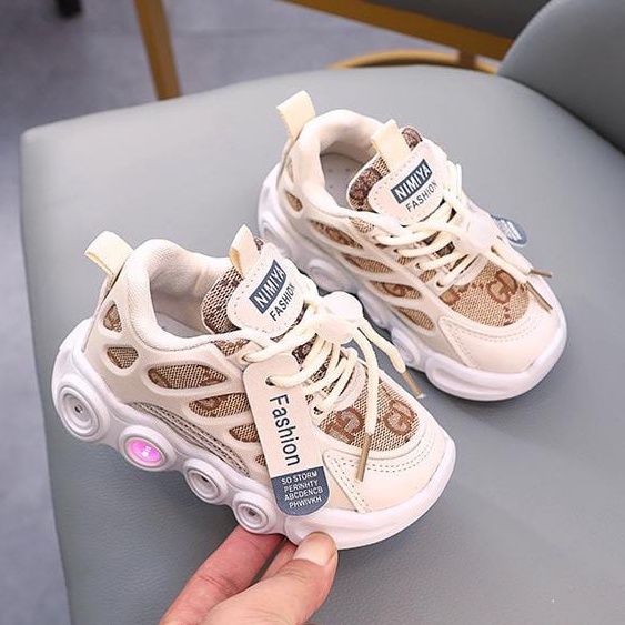 [Tokobig] Guccers LED Sepatu Anak Sport Sneaker Anak Size 21-30 Usia 1-5 Tahun - live pagi malam
