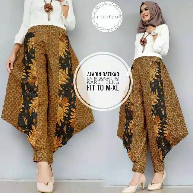 Celana Batik Wanita Aladin Bawahan Casual Katun Halus Motif Warna Formal Kantoran High Quality
