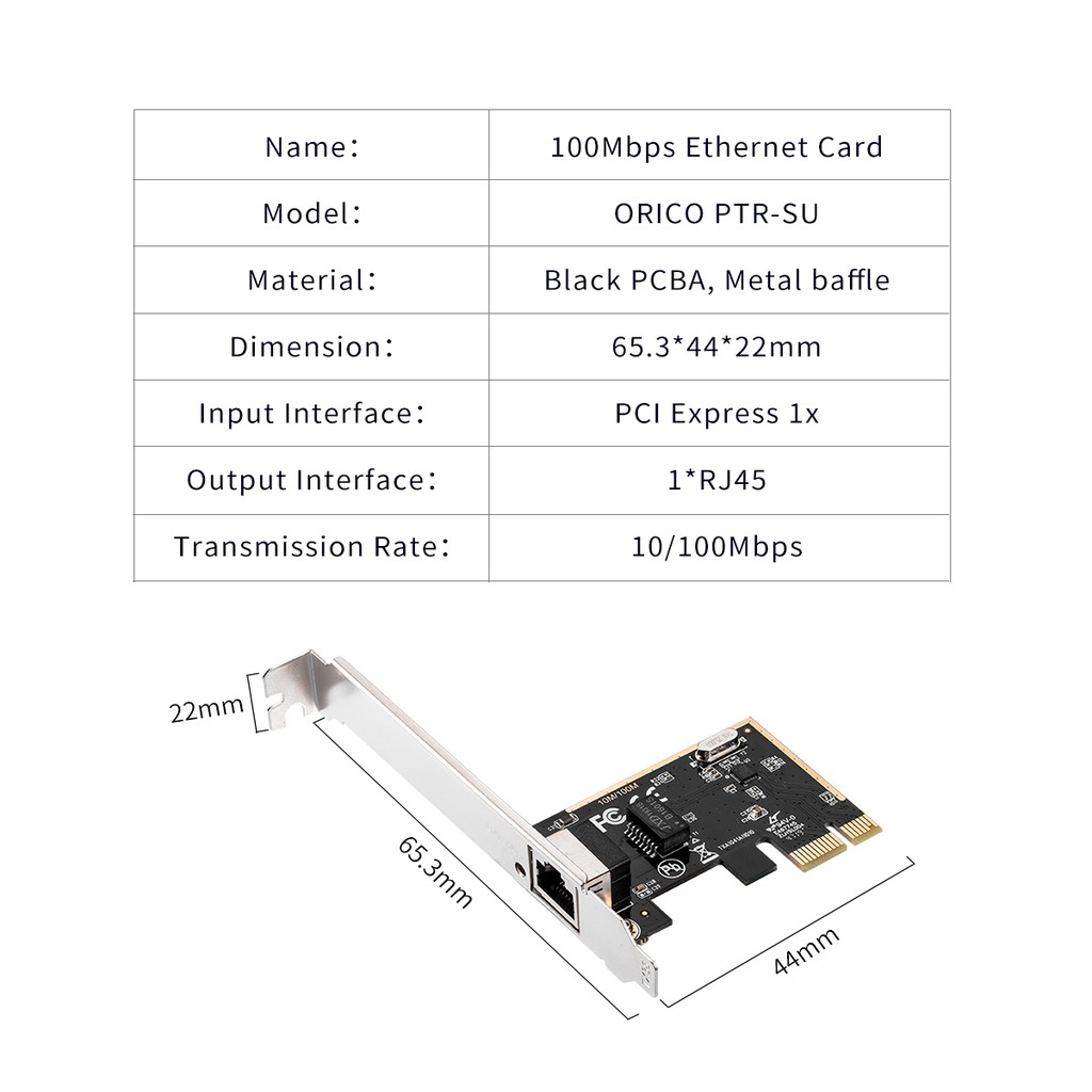 Pci-e lan orico 100Mbps network card adapter ptr-su - Pci express ethernet rj45 ieee 802.3