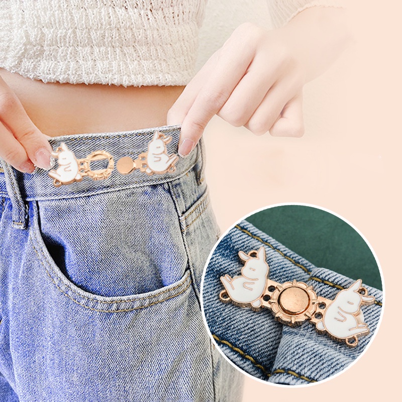 1 Pc Aksesoris Buckle Pinggang Celana Jeans Rok Bentuk Kartun Kelinci Dapat Disesuaikan