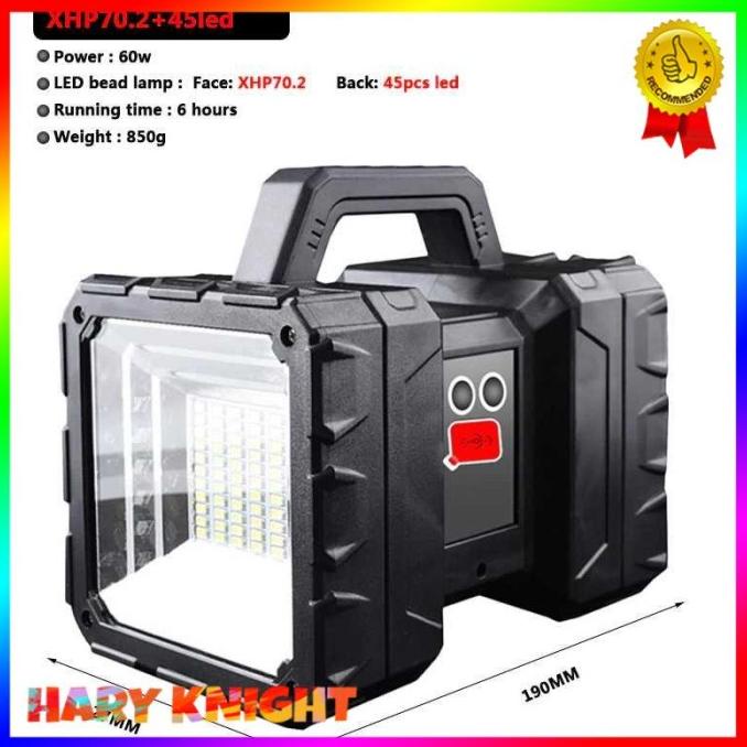 Senter LED XHP70 Flashlight + 45 SMD 100000 Lumens